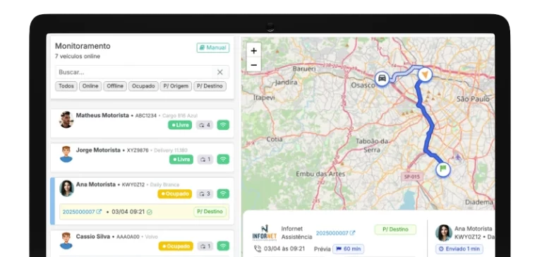 Mapa de prestadores no tablet