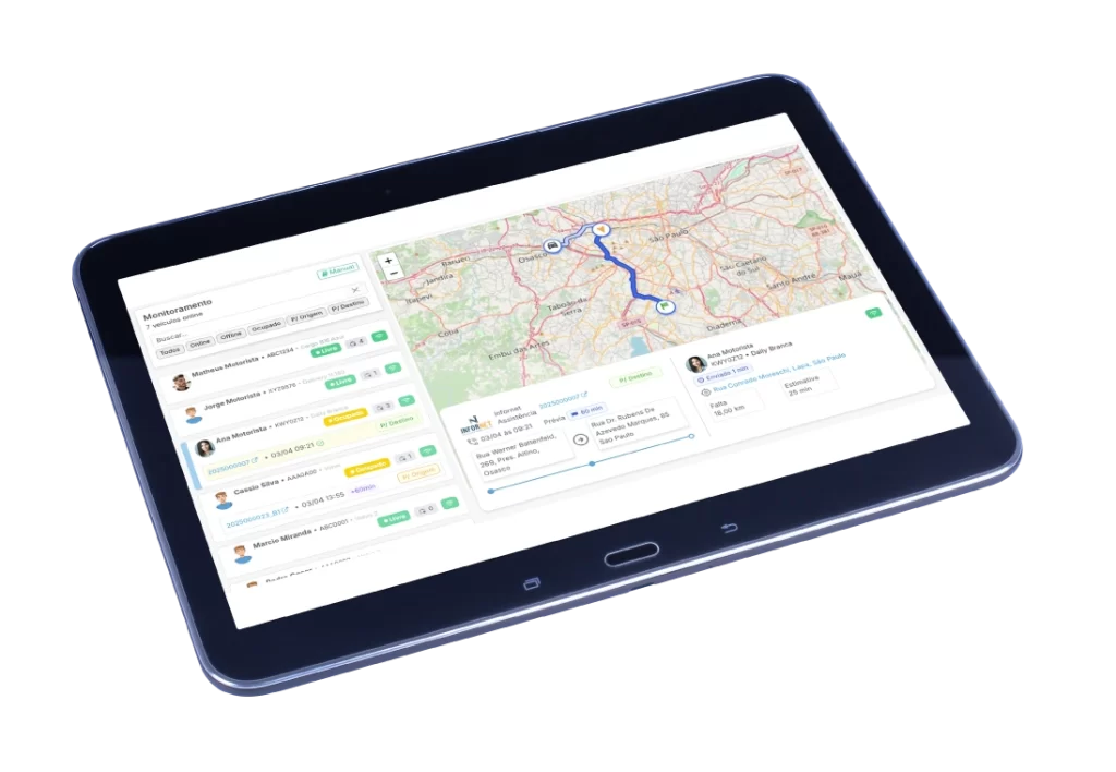 Mapa de operações do guincho